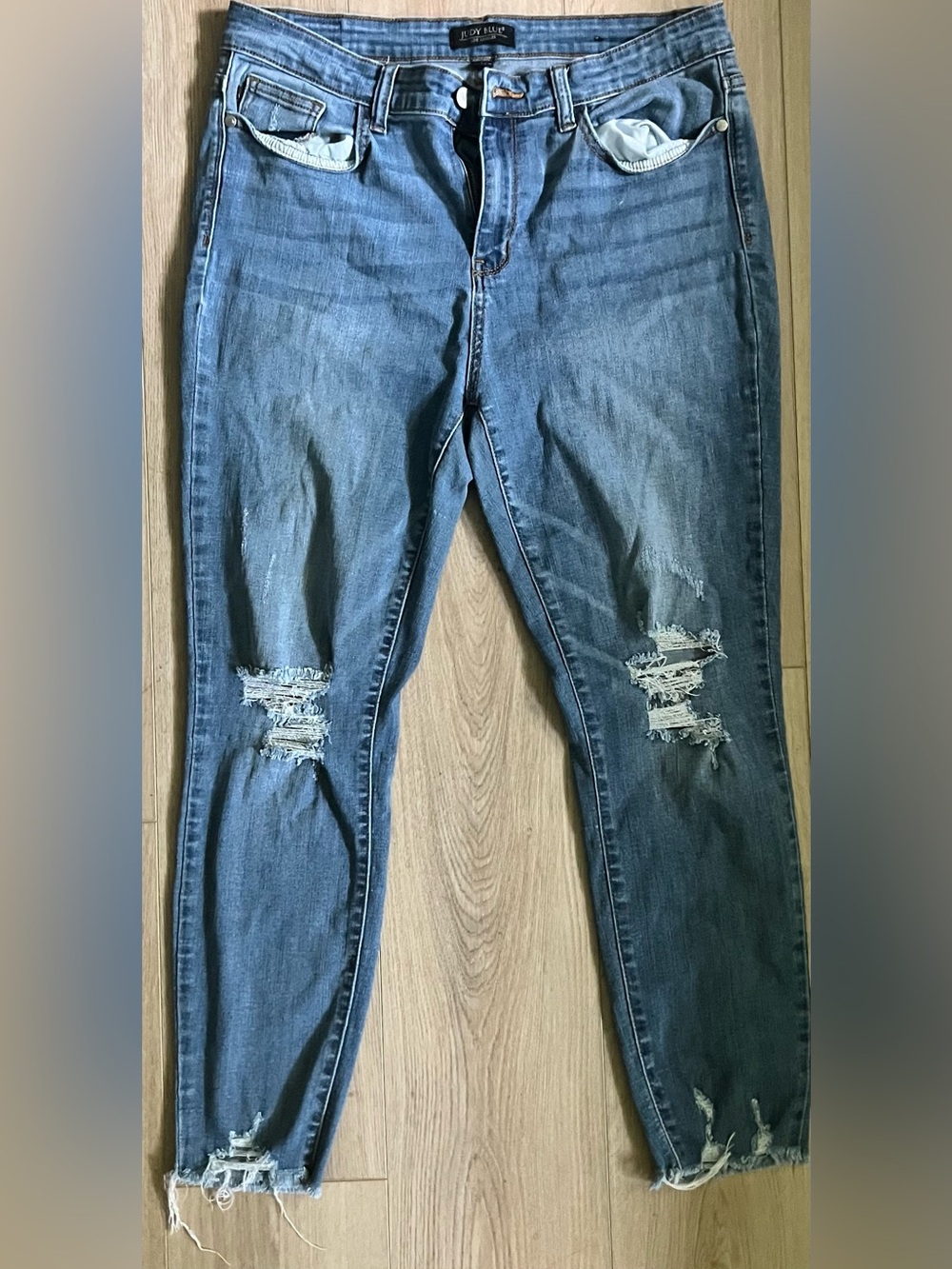 Judy Blue Distressed Light Blue Skinny Jeans